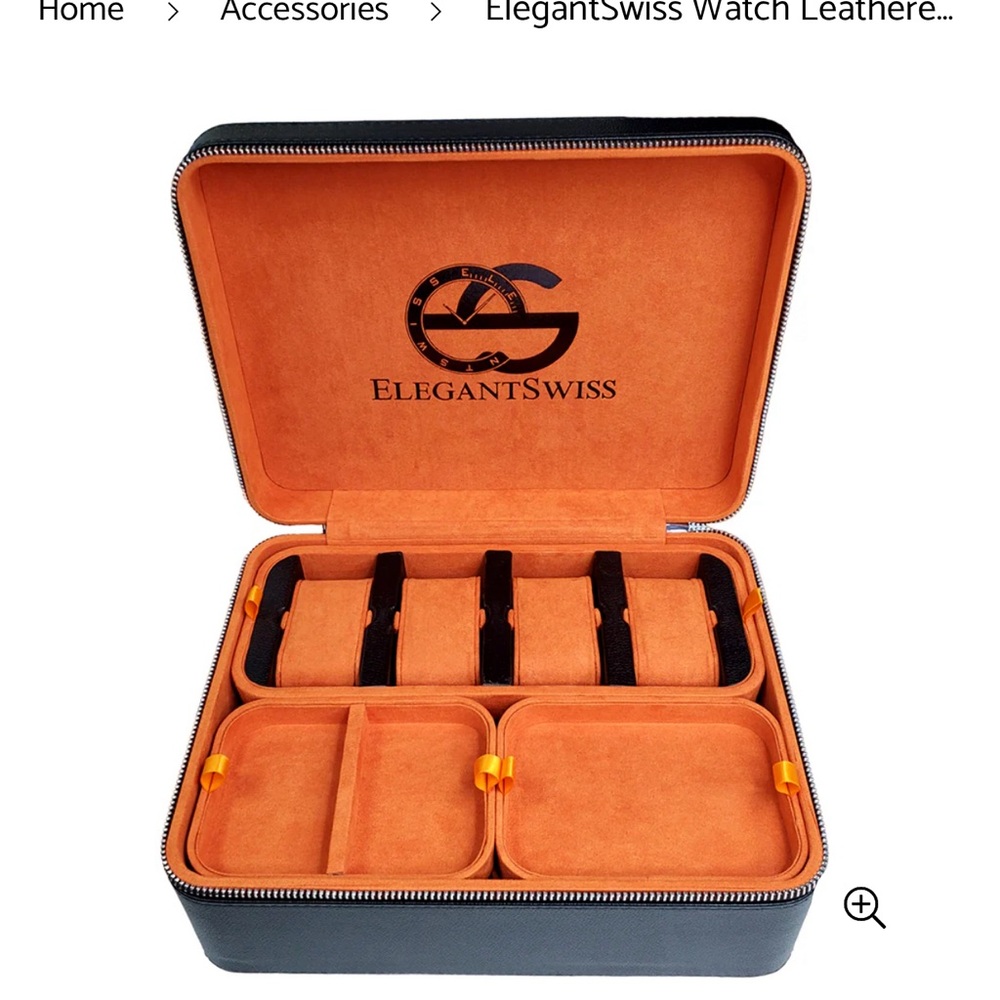 ElegantSwiss Watch Leatherette Case 4 Slots and Jewelry Organizer for Travel
